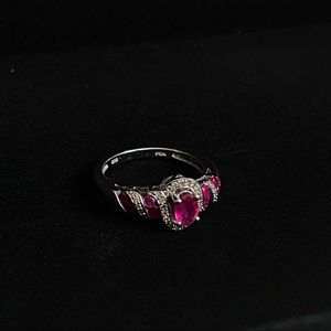 Sterling Silver Ring with Ruby Red Stones